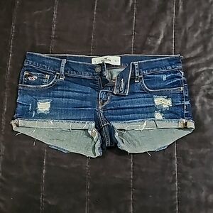 Hollister Co. Distressed Denim Short-shorts, Dark Wash, Size 5/W27, 2" inseam